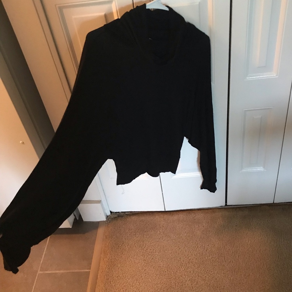 bat wing black high collar knit fall top🌲